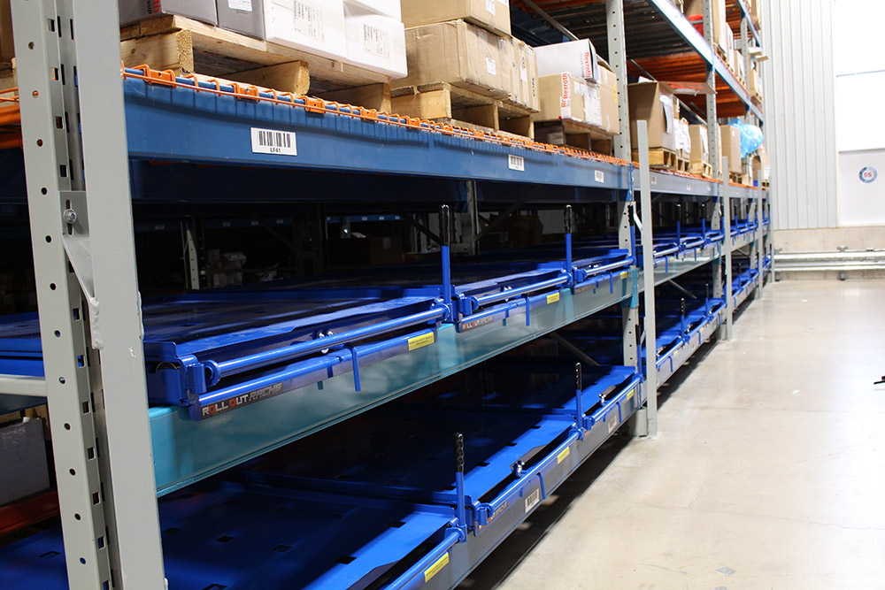 roll out pallet storage shelves